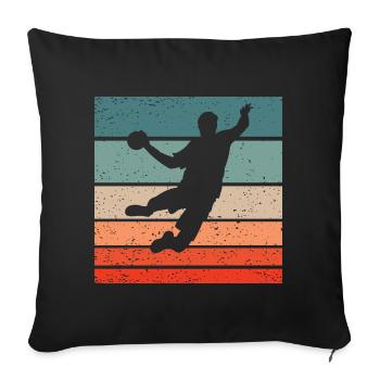 Joueur de Handball Retro Style Vintage - Housse de coussin décorative 45 x 45 cm - noir - Devant