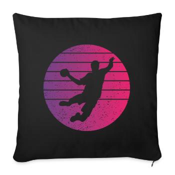 Joueur de Handball Retro Style Vintage - Housse de coussin décorative 45 x 45 cm - noir - Devant