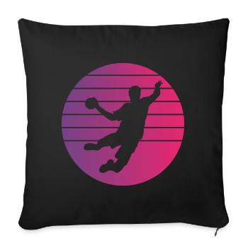 Joueur de Handball Retro Style Vintage - Housse de coussin décorative 45 x 45 cm - noir - Devant