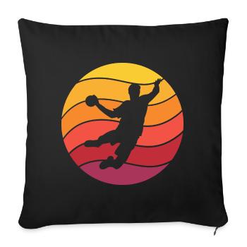 Joueur de Handball Retro Style Vintage - Housse de coussin décorative 45 x 45 cm - noir - Devant