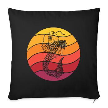 Koi Fish Retro Style Vintage - Housse de coussin décorative 45 x 45 cm - noir - Devant
