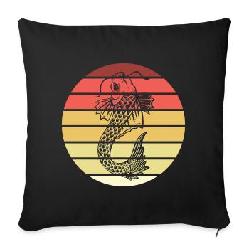 Koi Fish Retro Style Vintage - Housse de coussin décorative 45 x 45 cm - noir - Devant