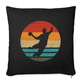 Joueur de Handball Retro Style Vintage - Housse de coussin décorative 45 x 45 cm - noir - Devant