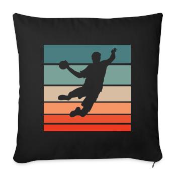 Joueur de Handball Retro Style Vintage - Housse de coussin décorative 45 x 45 cm - noir - Devant