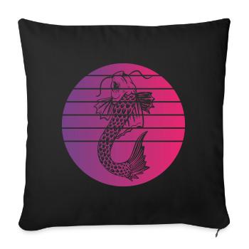 Koi Fish Retro Style Vintage - Housse de coussin décorative 45 x 45 cm - noir - Devant