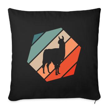 Lama Retro Style Vintage - Housse de coussin décorative 45 x 45 cm - noir - Devant