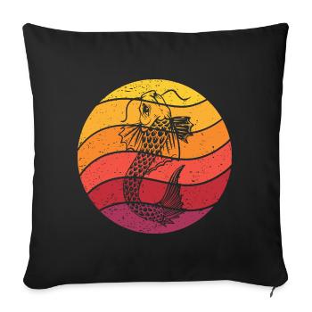 Koi Fish Retro Style Vintage - Housse de coussin décorative 45 x 45 cm - noir - Devant