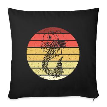 Koi Fish Retro Style Vintage - Housse de coussin décorative 45 x 45 cm - noir - Devant