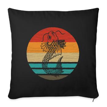 Koi Fish Retro Style Vintage - Housse de coussin décorative 45 x 45 cm - noir - Devant