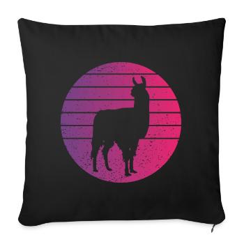 Lama Retro Style Vintage - Housse de coussin décorative 45 x 45 cm - noir - Devant