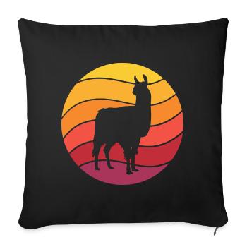 Lama Retro Style Vintage - Housse de coussin décorative 45 x 45 cm - noir - Devant