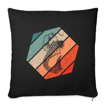 Koi Fish Retro Style Vintage - Housse de coussin décorative 45 x 45 cm - noir - Devant
