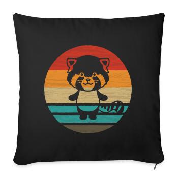 Red Panda Retro Style Vintage - Housse de coussin décorative 45 x 45 cm - noir - Devant