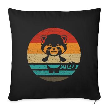 Red Panda Retro Style Vintage - Housse de coussin décorative 45 x 45 cm - noir - Devant