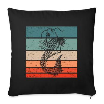 Koi Fish Retro Style Vintage - Housse de coussin décorative 45 x 45 cm - noir - Devant