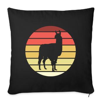 Lama Retro Style Vintage - Housse de coussin décorative 45 x 45 cm - noir - Devant