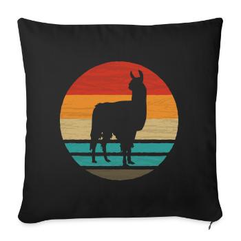 Lama Retro Style Vintage - Housse de coussin décorative 45 x 45 cm - noir - Devant