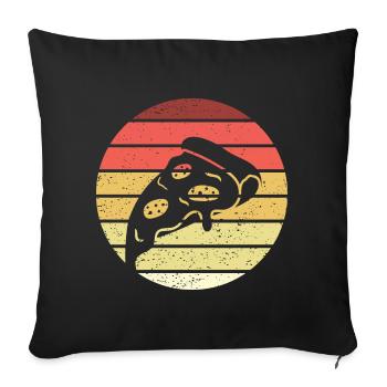 Pizza Slice Retro Style Vintage - Sofa pillowcase 17,3'' x 17,3'' (45 x 45 cm) - black - Front