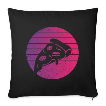 Pizza Slice Retro Style Vintage - Sofa pillowcase 17,3'' x 17,3'' (45 x 45 cm) - black - Front