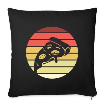 Pizza Stück Retro Style Vintage - Sofakissenbezug 45 x 45 cm - Schwarz - Vorne