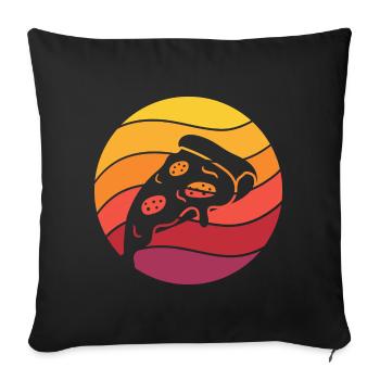 Pizza Slice Retro Style Vintage - Sofa pillowcase 17,3'' x 17,3'' (45 x 45 cm) - black - Front