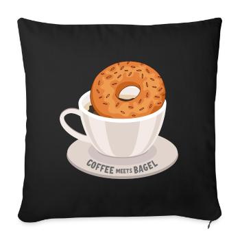 Le café rencontre le bagel - Housse de coussin décorative 45 x 45 cm - noir - Devant