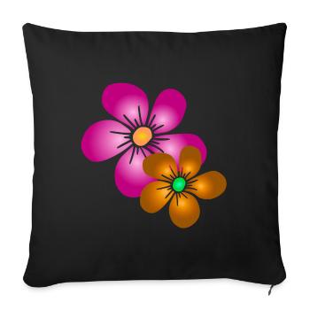 colorful flower bouquet floral flower tendril floral - Sofa pillowcase 17,3'' x 17,3'' (45 x 45 cm) - black - Front