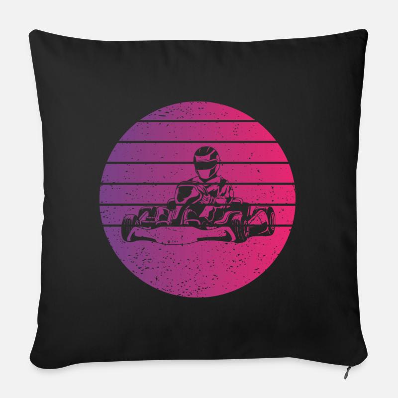 Go-kart Retro Style Vintage - Sofa pillowcase 17,3'' x 17,3'' (45 x 45 cm) - black