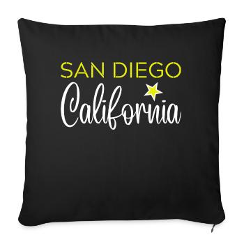 San Diego California - Housse de coussin décorative 45 x 45 cm - noir - Devant