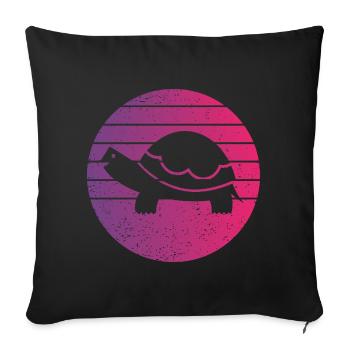 Turtle Retro Style Vintage - Sofa pillowcase 17,3'' x 17,3'' (45 x 45 cm) - black - Front