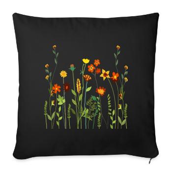 Bouquet de fleurs sauvages Halloween Art floral - Housse de coussin décorative 45 x 45 cm - noir - Devant