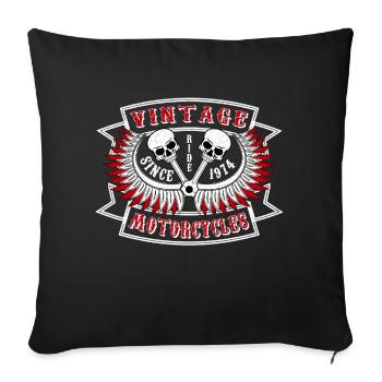 Motos Vintage - noir - Housse de coussin décorative 45 x 45 cm - noir - Devant