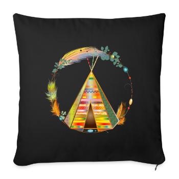 fantastically beautiful colorful teepee tent in the frame - Sofa pillowcase 17,3'' x 17,3'' (45 x 45 cm) - black - Front