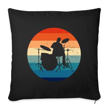 Drum Kit Damen Drummer Schlagzeugspieler - Sofakissenbezug 45 x 45 cm - Schwarz - Vorne