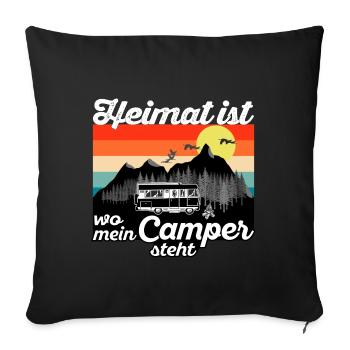 Home is where my camper stands -Sunset Design - Sofa pillowcase 17,3'' x 17,3'' (45 x 45 cm) - black - Front