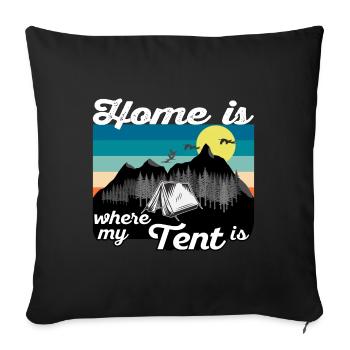 Home is where my tent stands - Dark Vintage - Sofa pillowcase 17,3'' x 17,3'' (45 x 45 cm) - black - Front