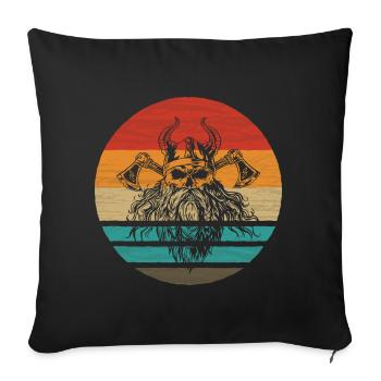 Viking Skull Retro Style Vintage - Housse de coussin décorative 45 x 45 cm - noir - Devant