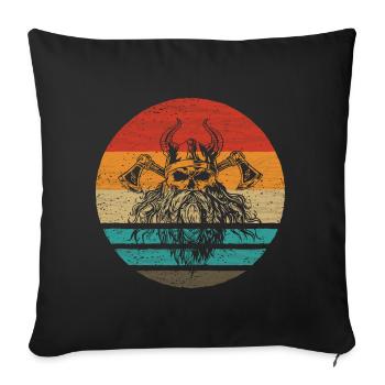 Viking Skull Retro Style Vintage - Housse de coussin décorative 45 x 45 cm - noir - Devant