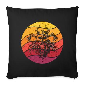 Viking Skull Retro Style Vintage - Housse de coussin décorative 45 x 45 cm - noir - Devant