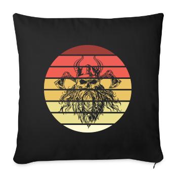 Viking Skull Retro Style Vintage - Housse de coussin décorative 45 x 45 cm - noir - Devant