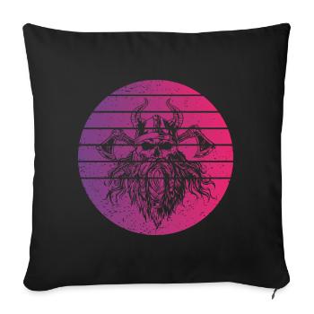 Viking Skull Retro Style Vintage - Housse de coussin décorative 45 x 45 cm - noir - Devant