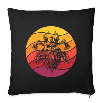 Viking Skull Retro Style Vintage - Housse de coussin décorative 45 x 45 cm - noir - Devant