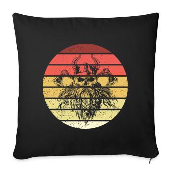 Viking Skull Retro Style Vintage - Housse de coussin décorative 45 x 45 cm - noir - Devant