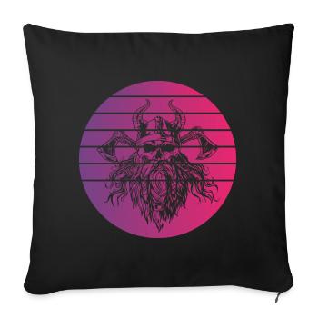 Viking Skull Retro Style Vintage - Housse de coussin décorative 45 x 45 cm - noir - Devant