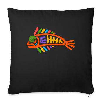 Culture des Incas, poissons - Housse de coussin décorative 45 x 45 cm - noir - Devant