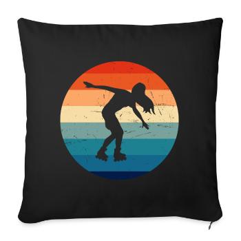 Roller Skate Hommes Patin à roulettes Femmes Roller Skating - Housse de coussin décorative 45 x 45 cm - noir - Devant