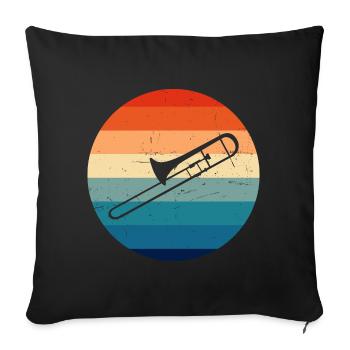 Ténor Trombone Ladies Brass Band Brass Instrument - Housse de coussin décorative 45 x 45 cm - noir - Devant