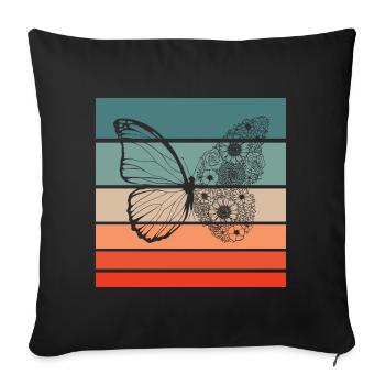 Papillon Retro Style Vintage - Housse de coussin décorative 45 x 45 cm - noir - Devant