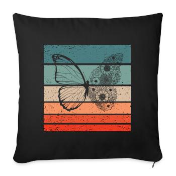 Papillon Retro Style Vintage - Housse de coussin décorative 45 x 45 cm - noir - Devant