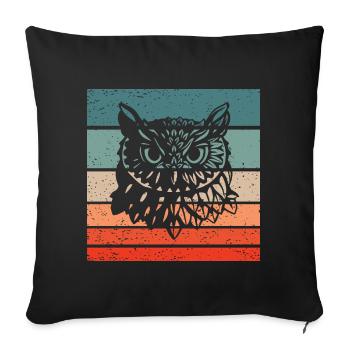 Eule Retro Style Vintage - Sofakissenbezug 45 x 45 cm - Schwarz - Vorne